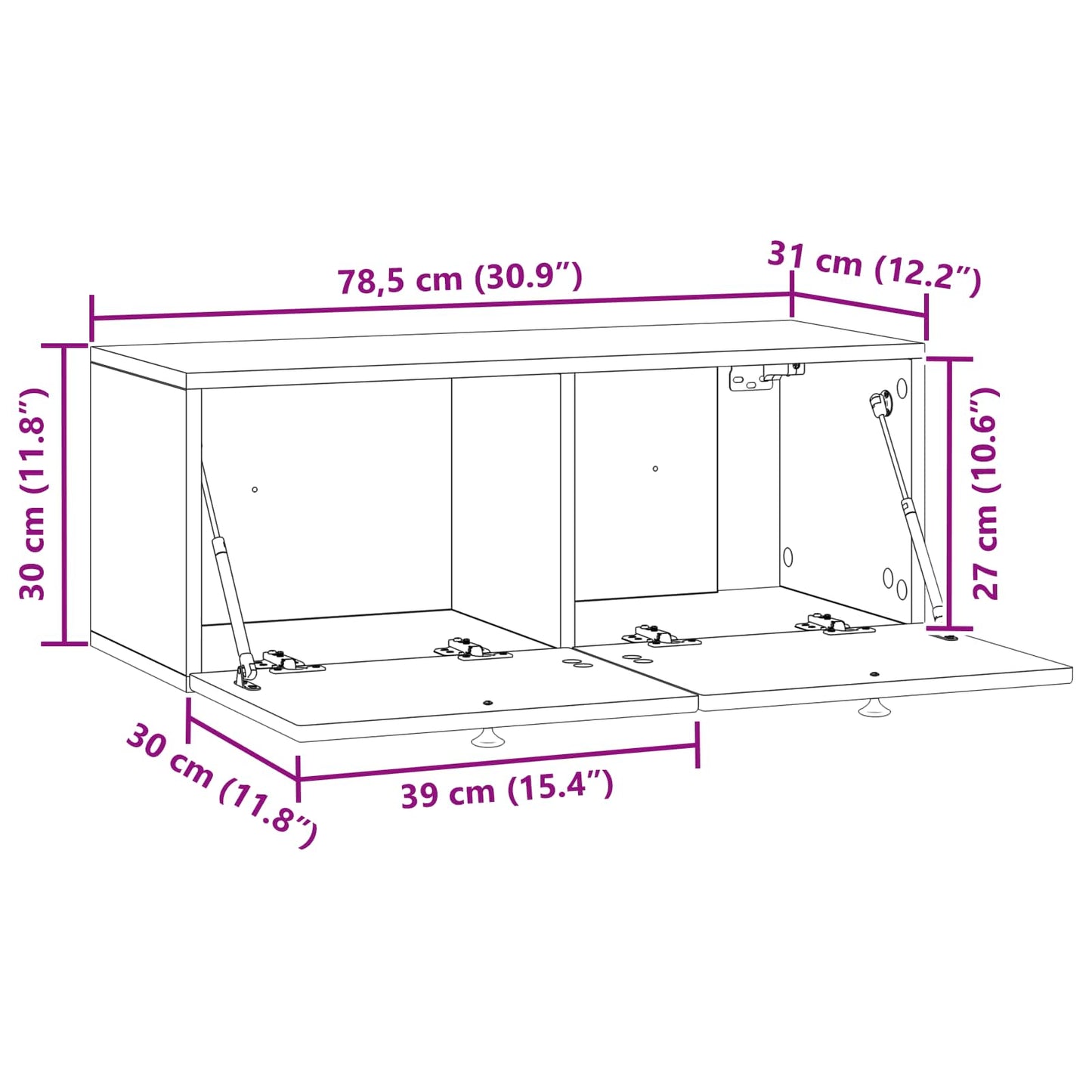 Væghængt TV-skab Sort 78,5 x 31 x 30 cm Konstrueret træ