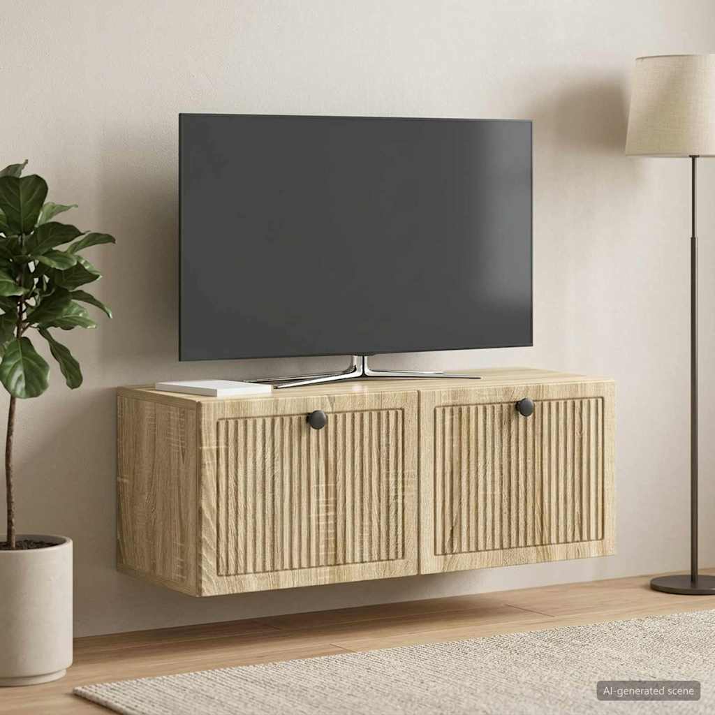Væghængt TV-skab Sonoma-eg 78,5 x 31 x 30 cm Konstrueret træ