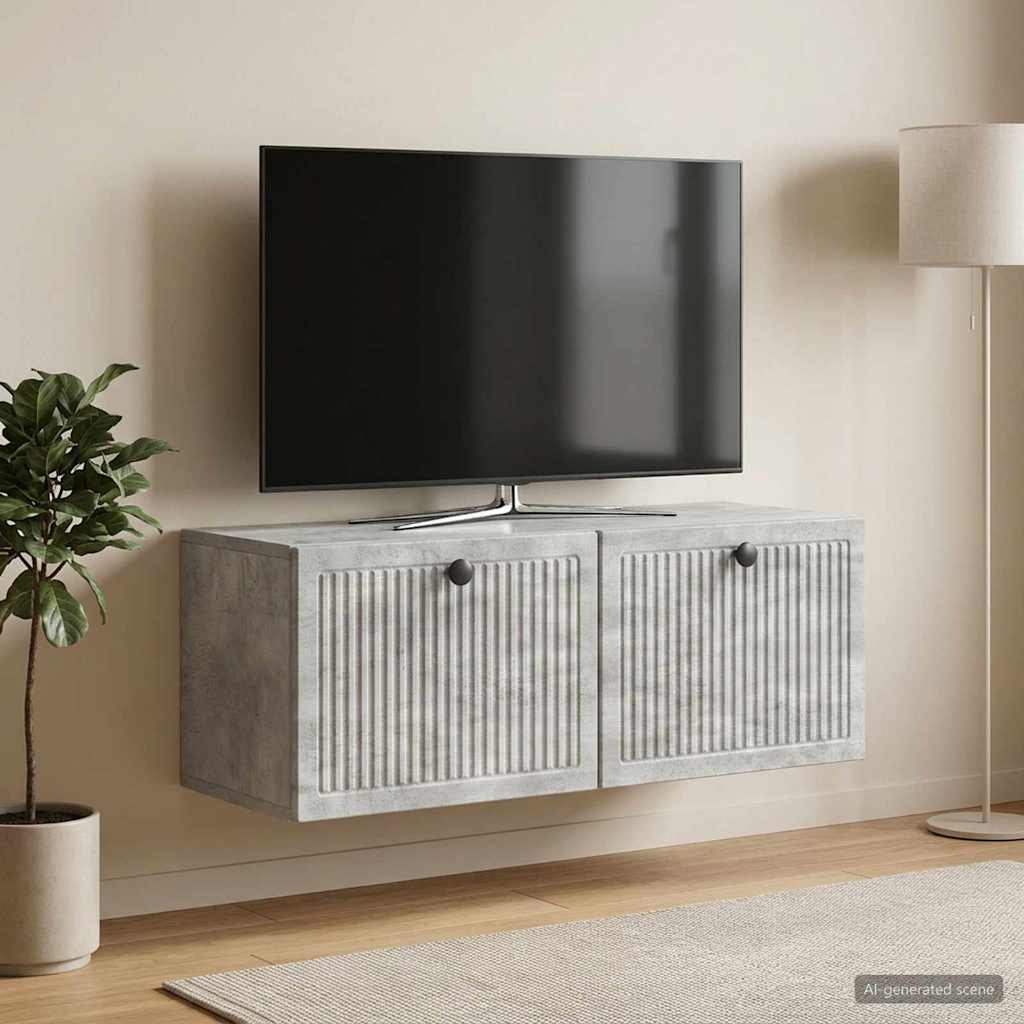 Væghængt TV-skab Betongrå 78,5 x 31 x 30 cm Konstrueret træ