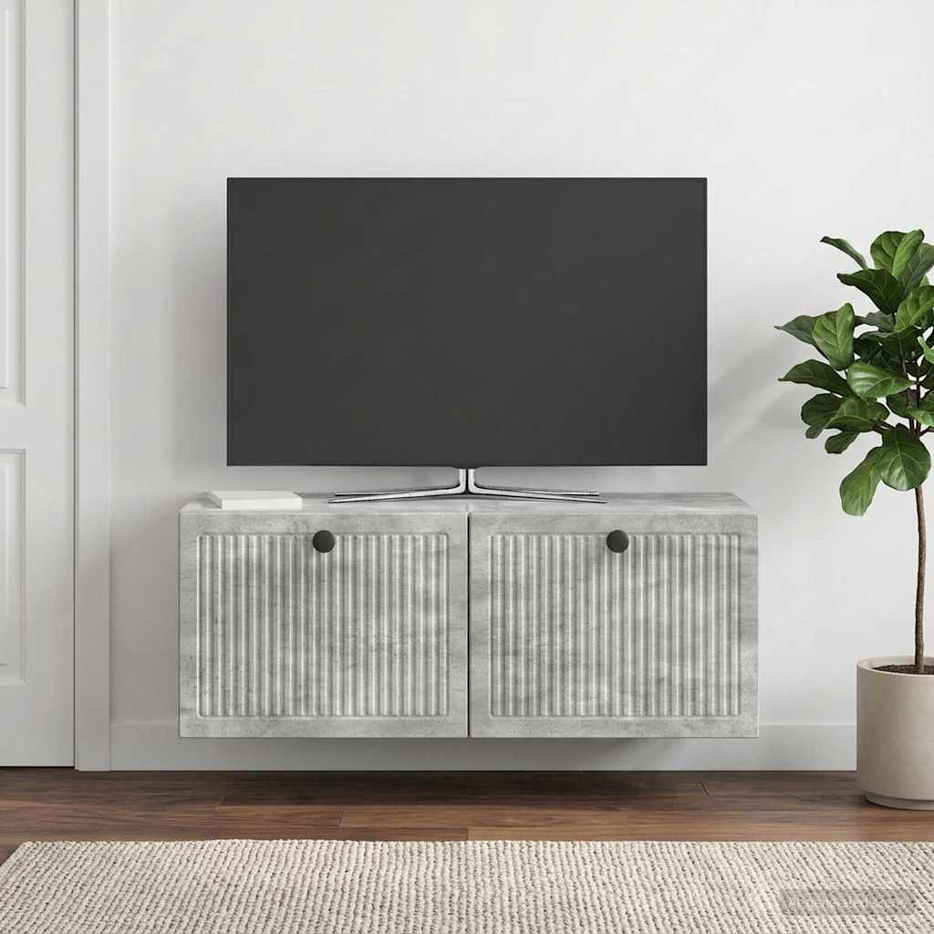 Væghængt TV-skab Betongrå 78,5 x 31 x 30 cm Konstrueret træ