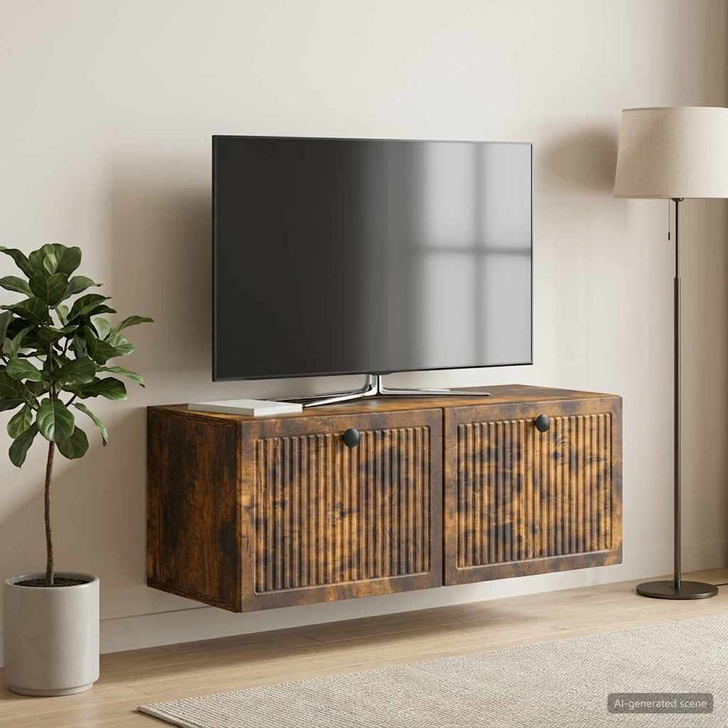 Væghængt TV-skab Røget eg 78,5 x 31 x 30 cm Konstrueret træ