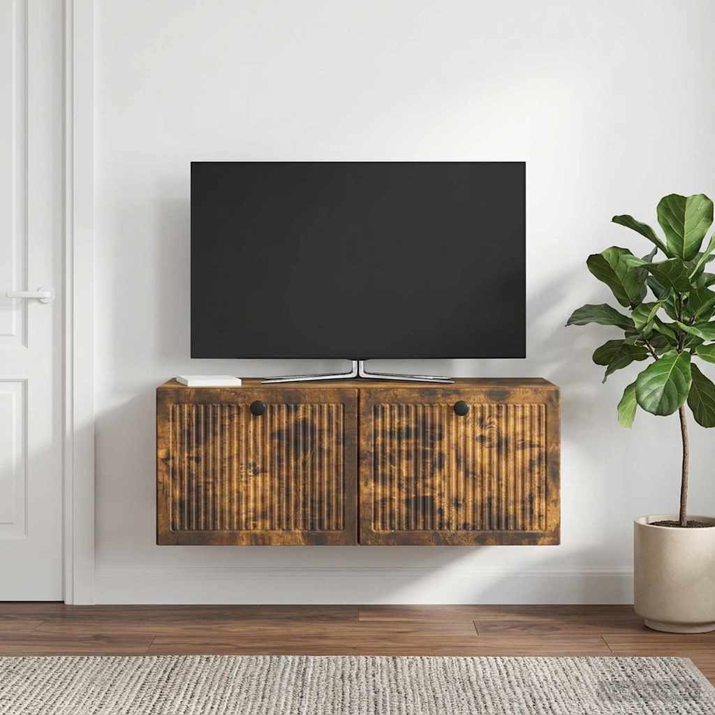 Væghængt TV-skab Røget eg 78,5 x 31 x 30 cm Konstrueret træ