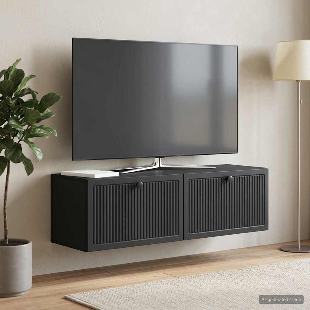 Væghængt TV-skab Sort 98 x 31 x 30 cm Konstrueret træ