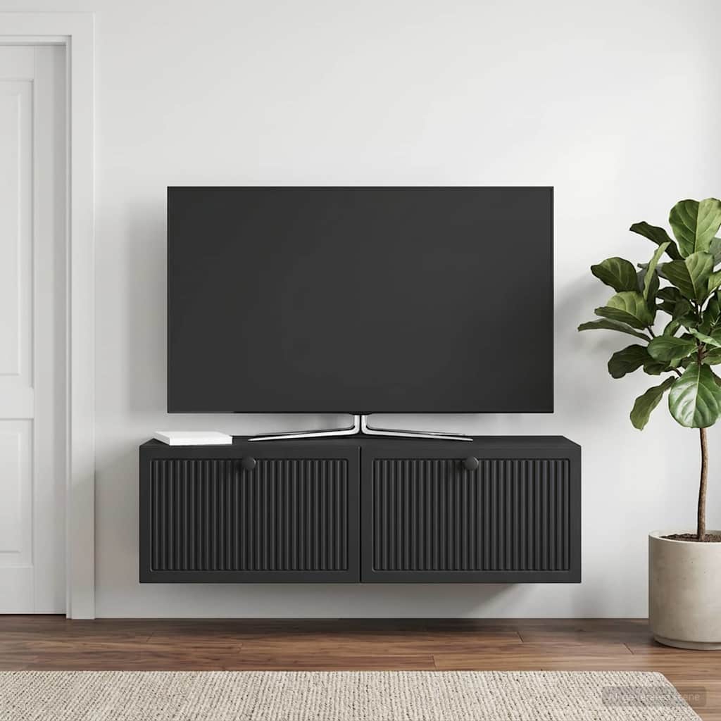 Væghængt TV-skab Sort 98 x 31 x 30 cm Konstrueret træ