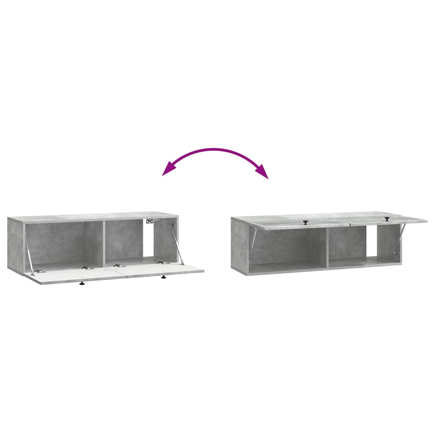 Væghængt TV-skab Betongrå 98 x 31 x 30 cm Konstrueret træ