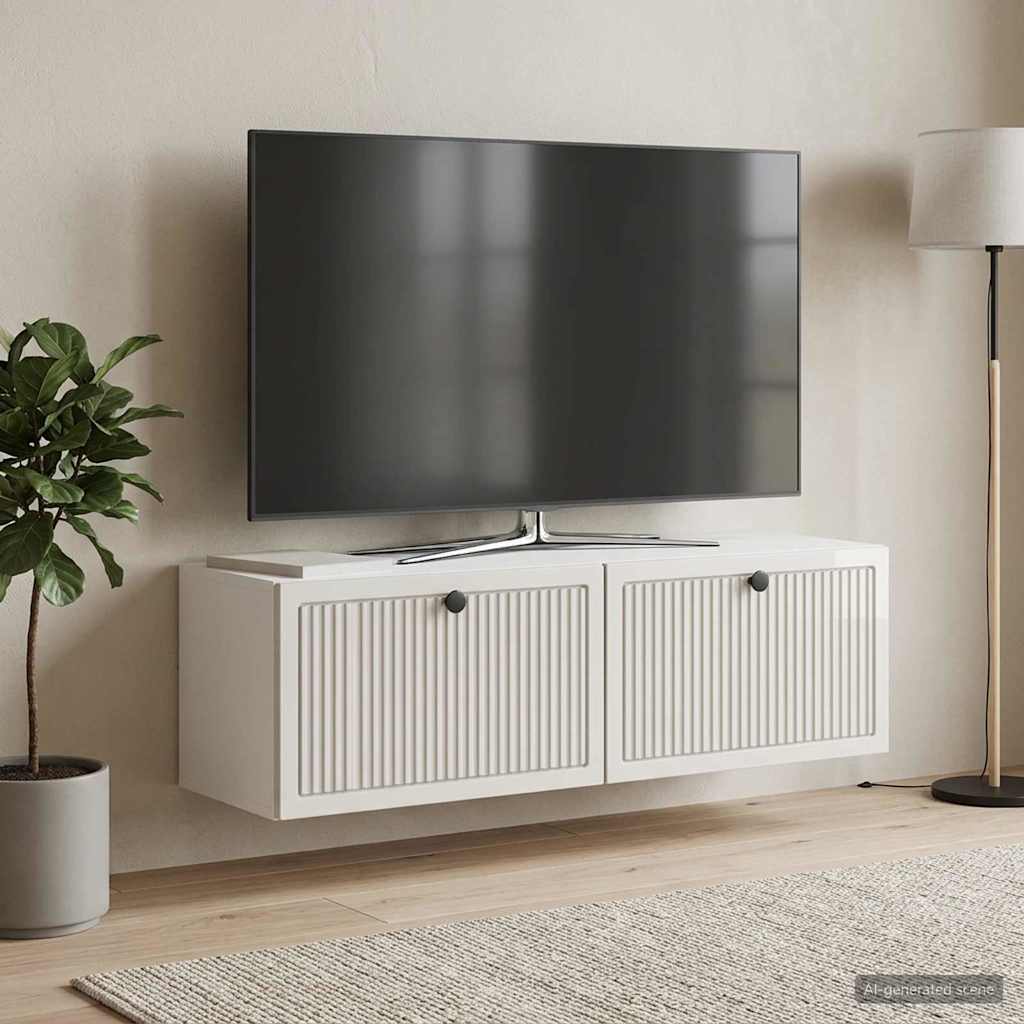Væghængt TV-skab Hvid højglans 98 x 31 x 30 cm Konstrueret træ