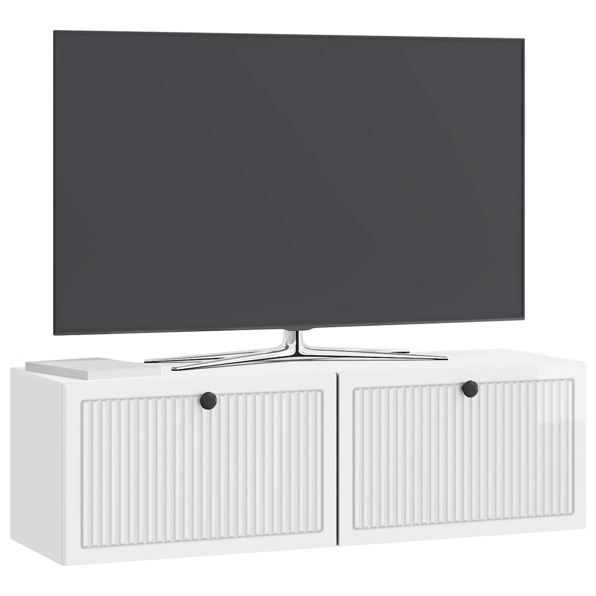 Væghængt TV-skab Hvid højglans 98 x 31 x 30 cm Konstrueret træ