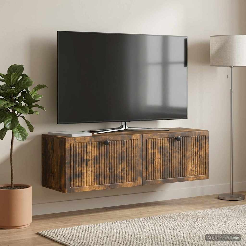 Væghængt TV-skab Røget eg 98 x 31 x 30 cm Konstrueret træ