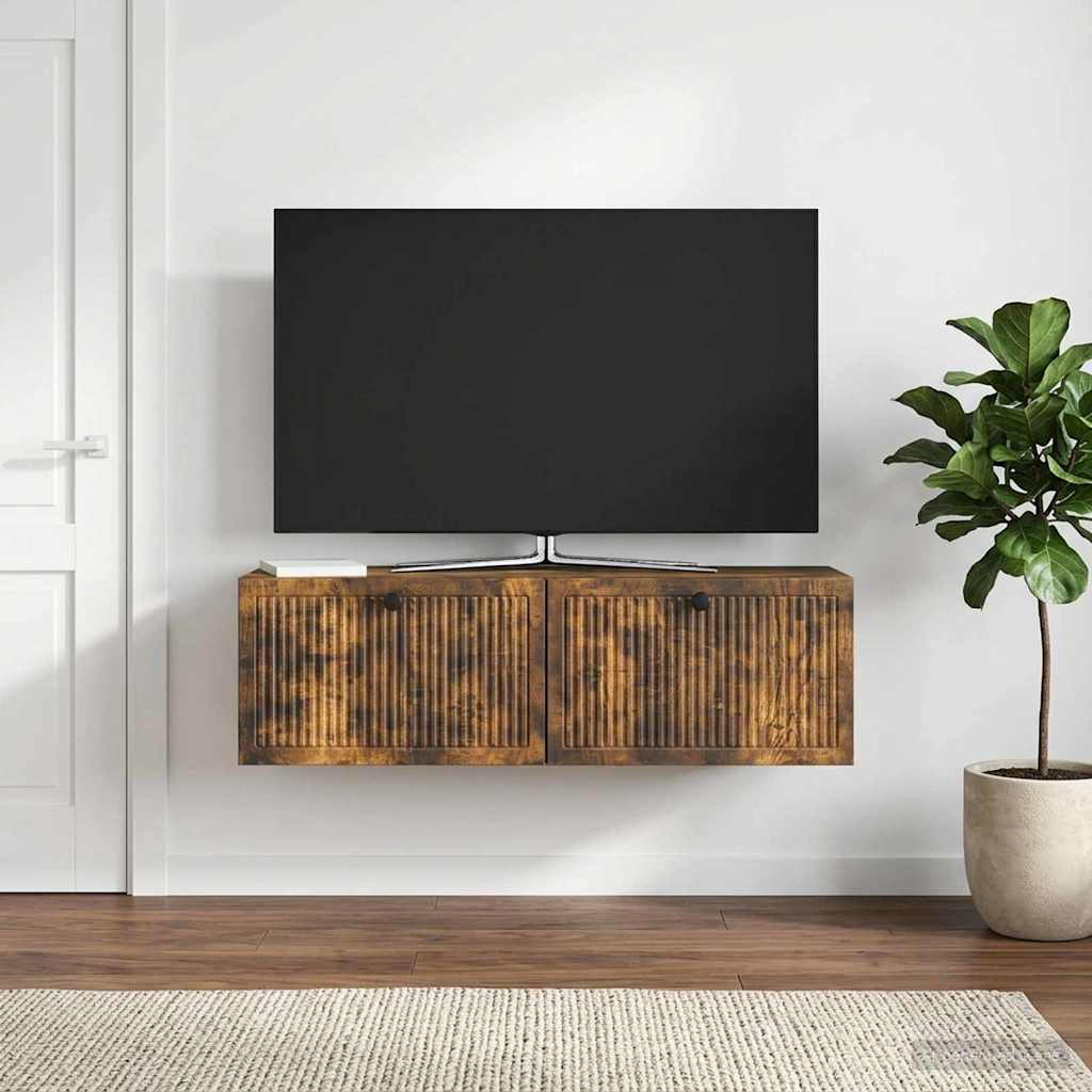 Væghængt TV-skab Røget eg 98 x 31 x 30 cm Konstrueret træ