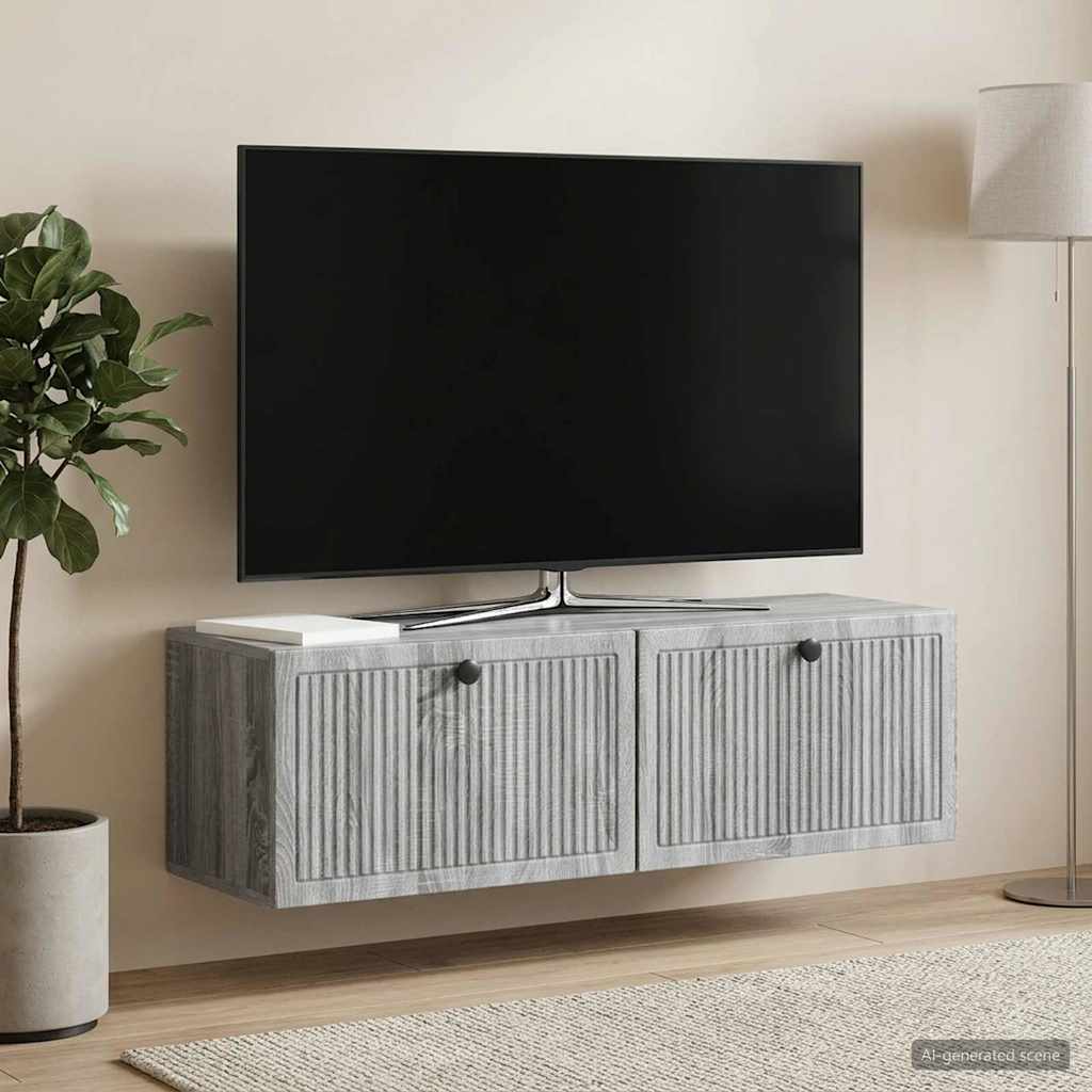 Væghængt TV-skab Grå sonoma-eg 98 x 31 x 30 cm Konstrueret træ
