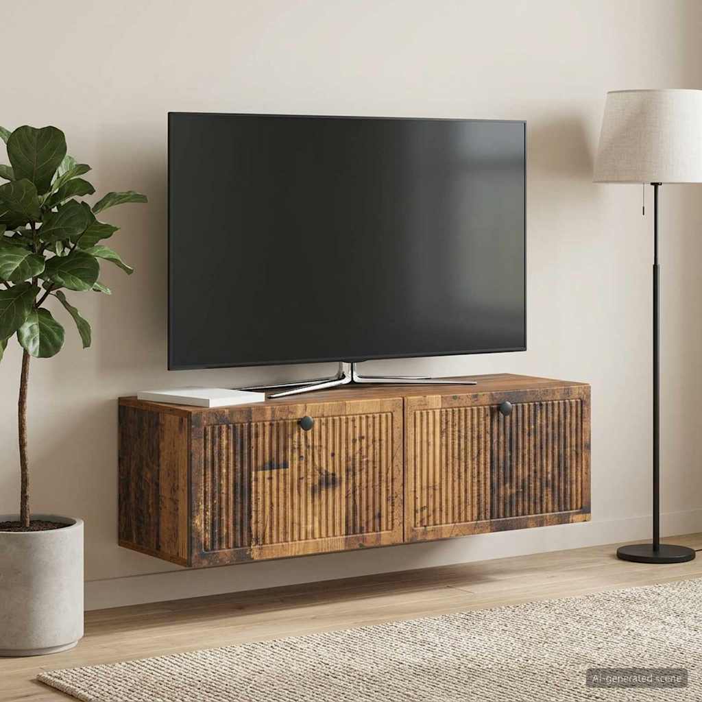 Væghængt TV-skab Gammelt træ 98 x 31 x 30 cm Konstrueret træ