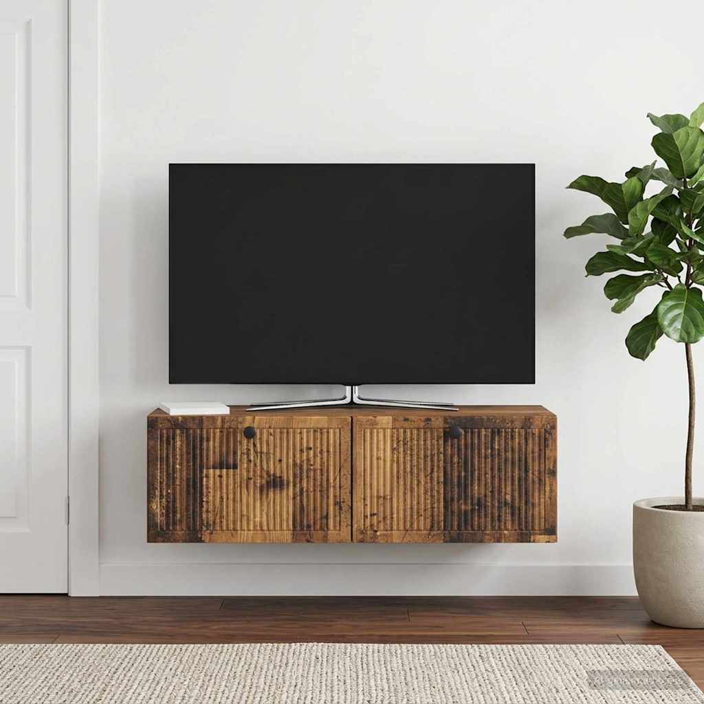 Væghængt TV-skab Gammelt træ 98 x 31 x 30 cm Konstrueret træ
