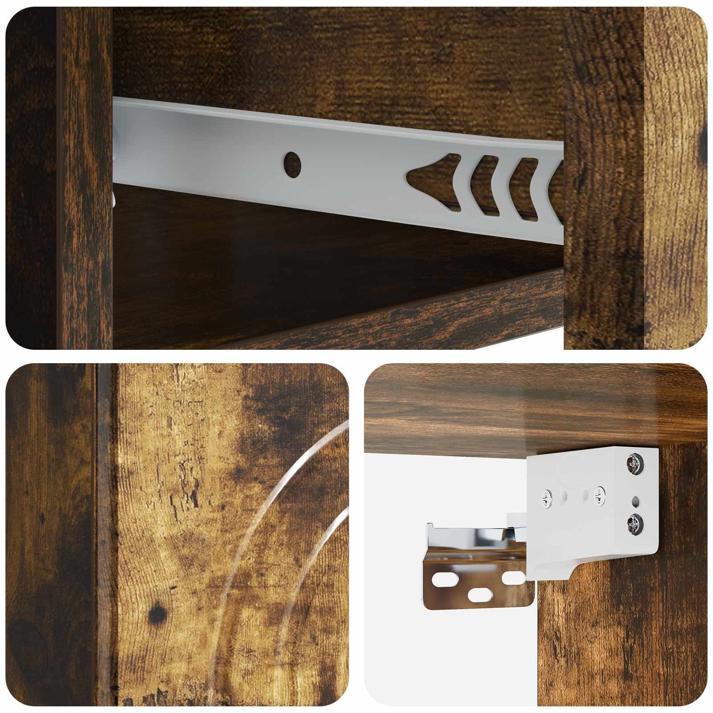 Væghængt Natbord Røget eg 33 x 34,5 x 20 cm Konstrueret træ