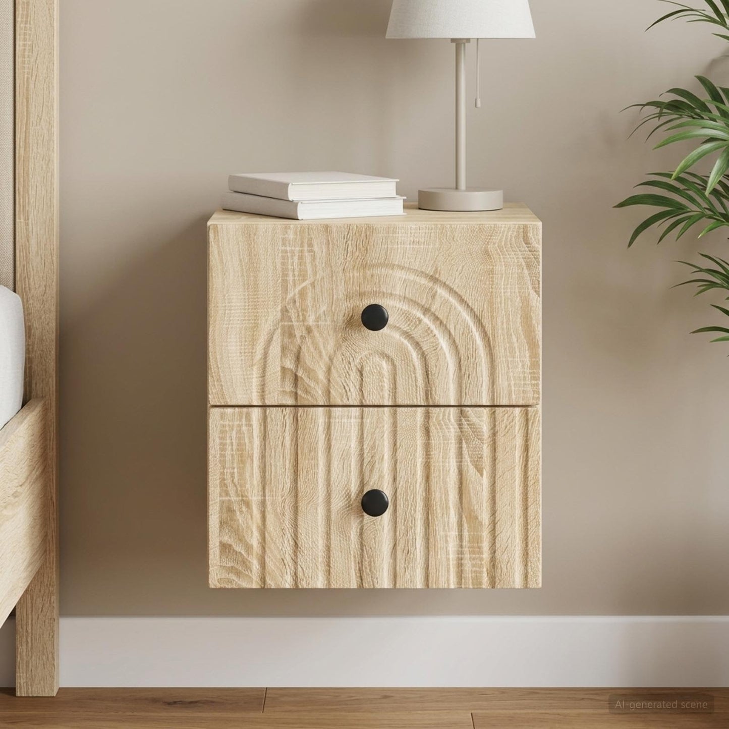 Væghængt Natbord Sonoma-eg 33 x 34,5 x 40 cm Konstrueret træ