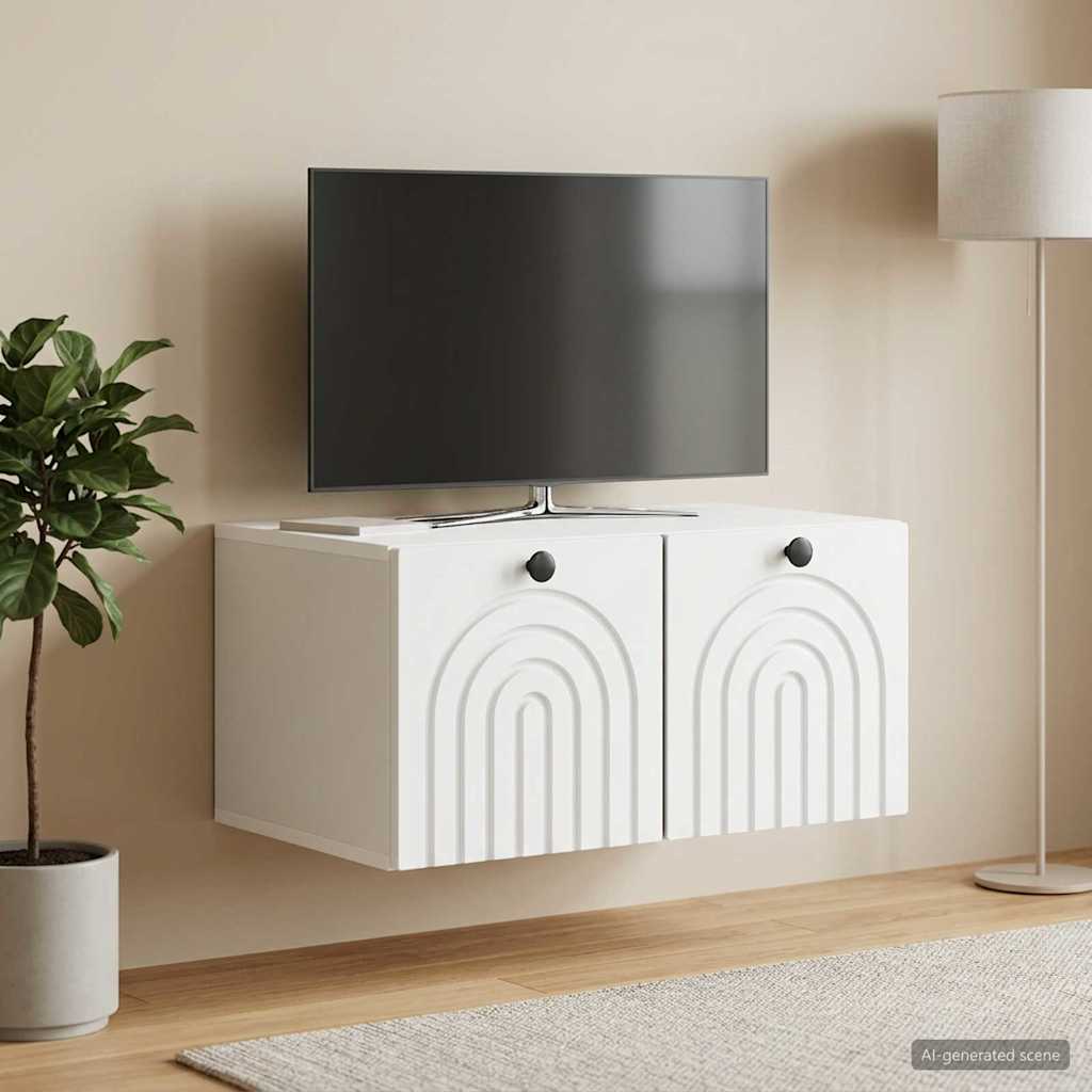 Væghængt TV-skab Hvid 59,5 x 41 x 30 cm Konstrueret træ