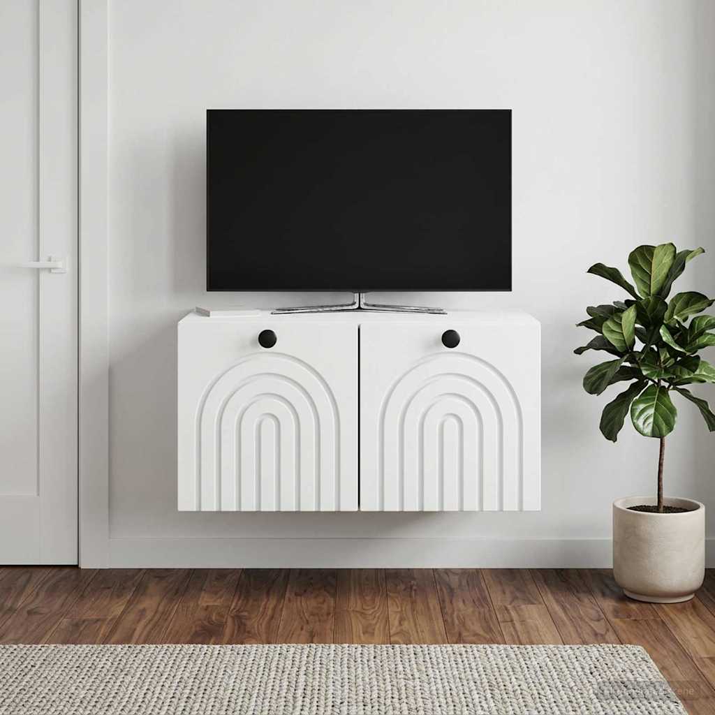 Væghængt TV-skab Hvid 59,5 x 41 x 30 cm Konstrueret træ