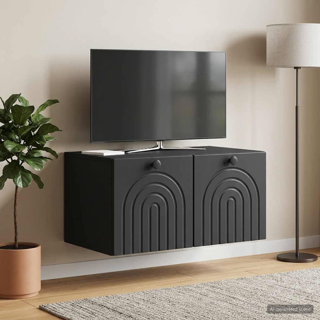 Væghængt TV-skab Sort 59,5 x 41 x 30 cm Konstrueret træ