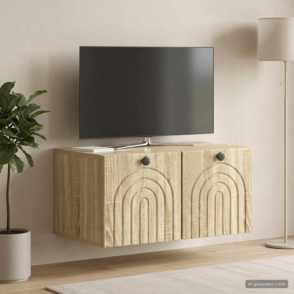 Væghængt TV-skab Sonoma-eg 59,5 x 41 x 30 cm Konstrueret træ