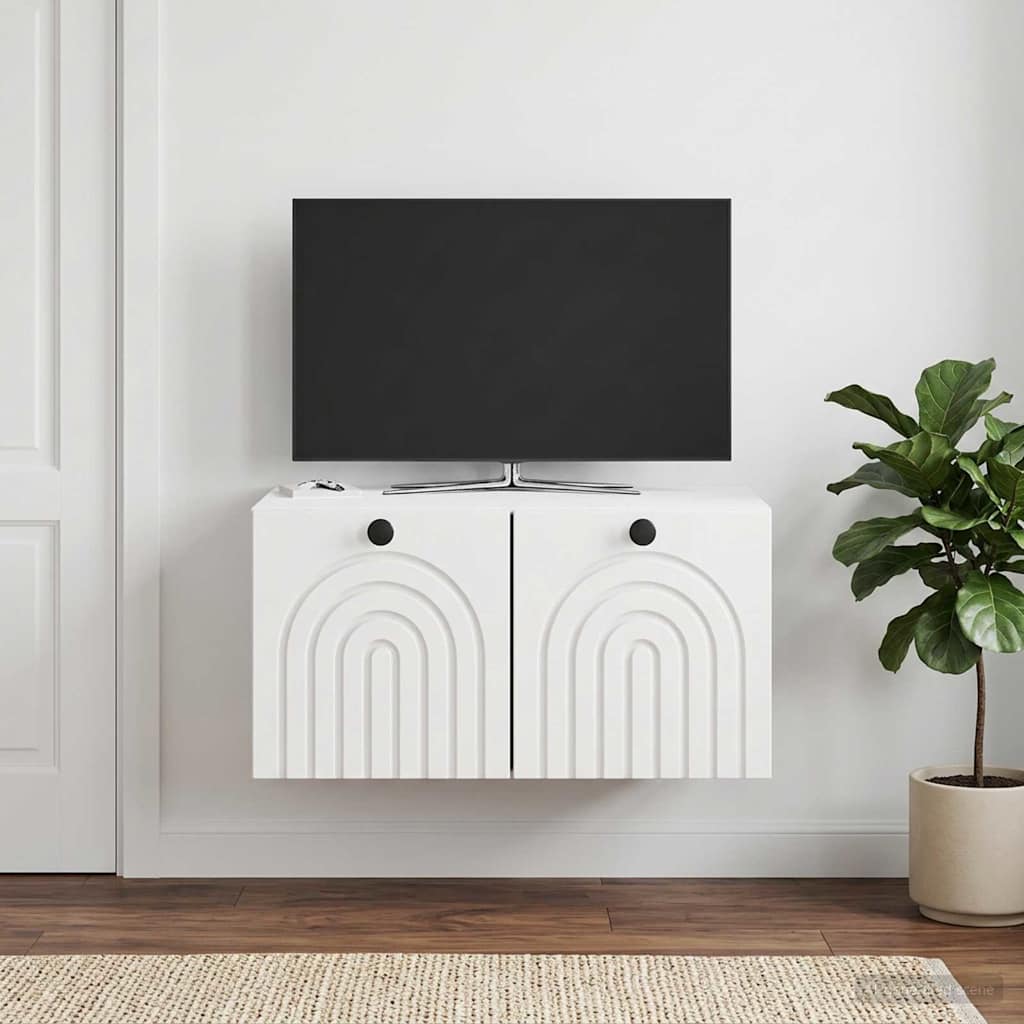 Væghængt TV-skab Vægmonteret Hvid højglans 59,5 x 41 x 30 cm