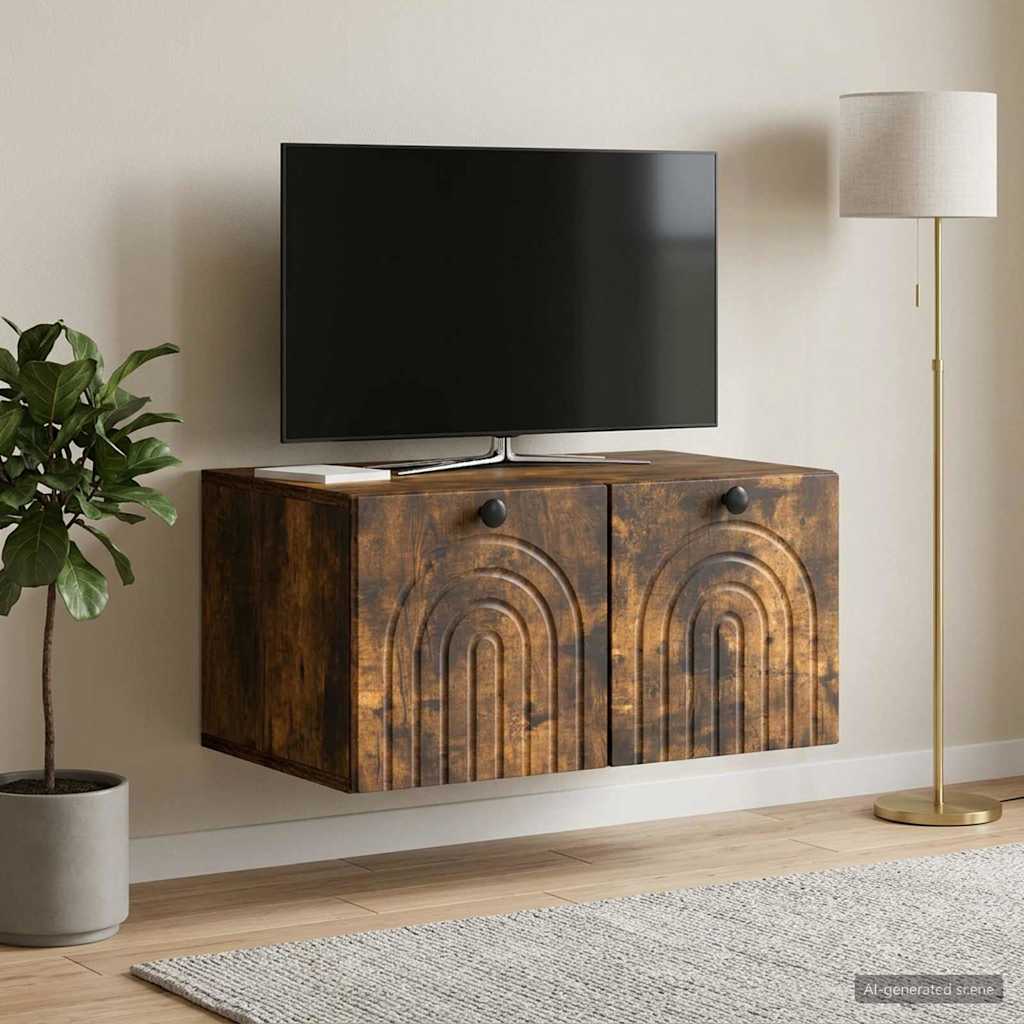 Væghængt TV-skab Røget eg 59,5 x 41 x 30 cm Konstrueret træ