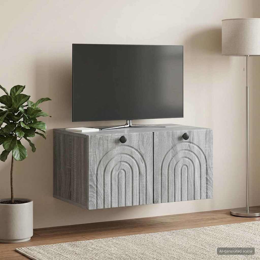 Væghængt TV-skab Vægmonteret Grå sonoma-eg 59,5 x 41 x 30 cm