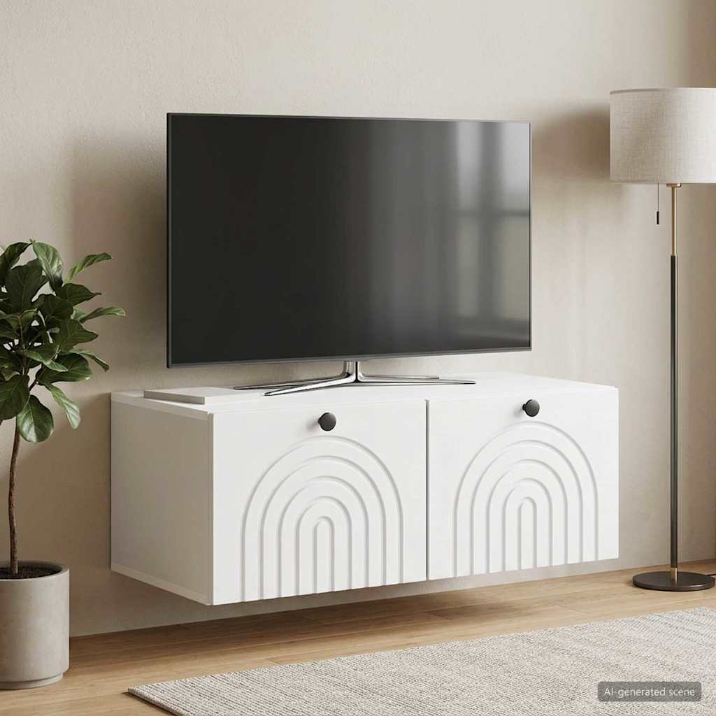 Væghængt TV-skab Hvid 78,5 x 41 x 30 cm Konstrueret træ