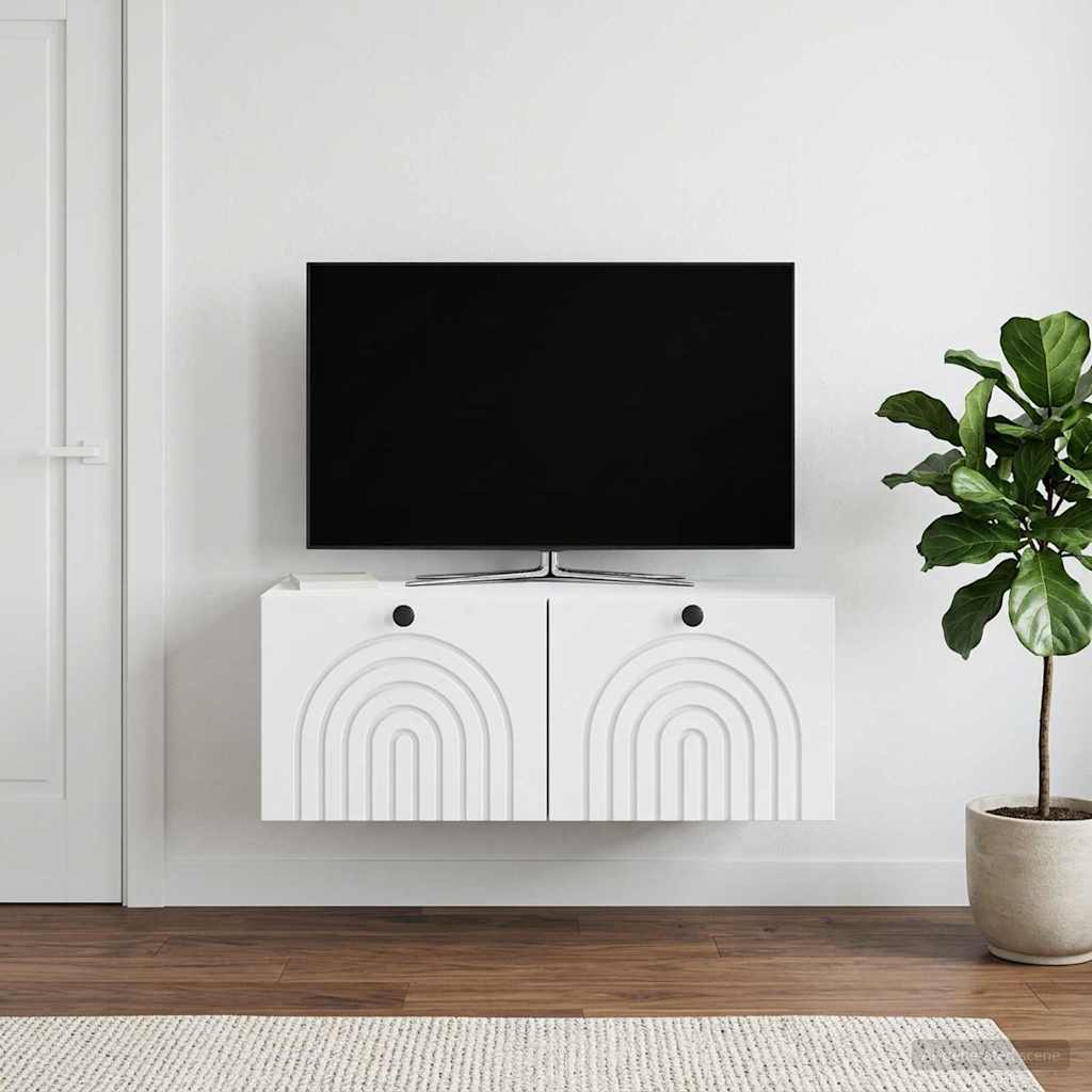 Væghængt TV-skab Hvid 78,5 x 41 x 30 cm Konstrueret træ