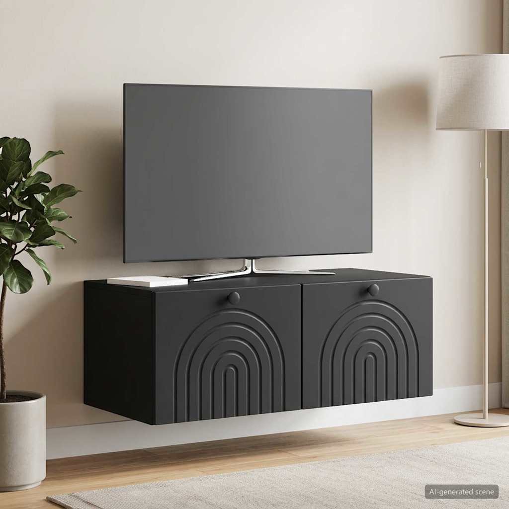 Væghængt TV-skab Sort 78,5 x 41 x 30 cm Konstrueret træ
