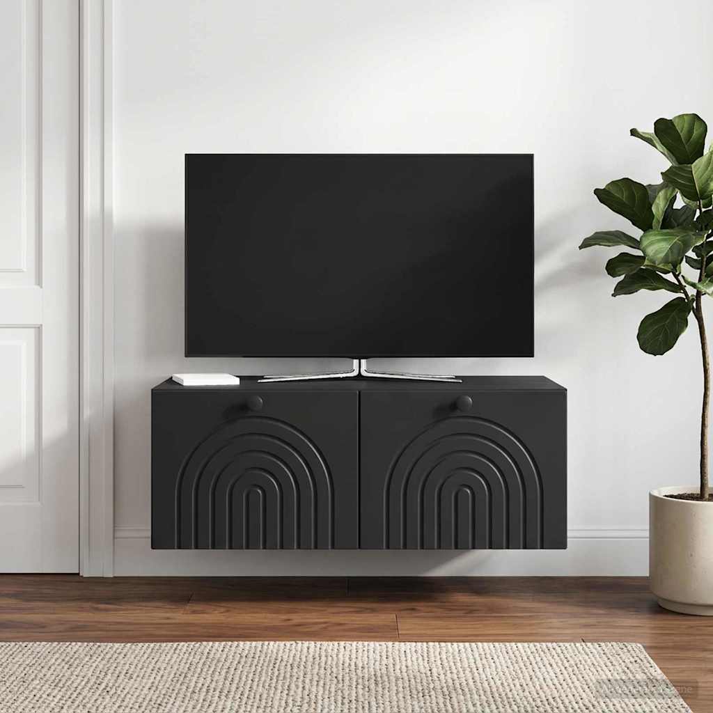 Væghængt TV-skab Sort 78,5 x 41 x 30 cm Konstrueret træ