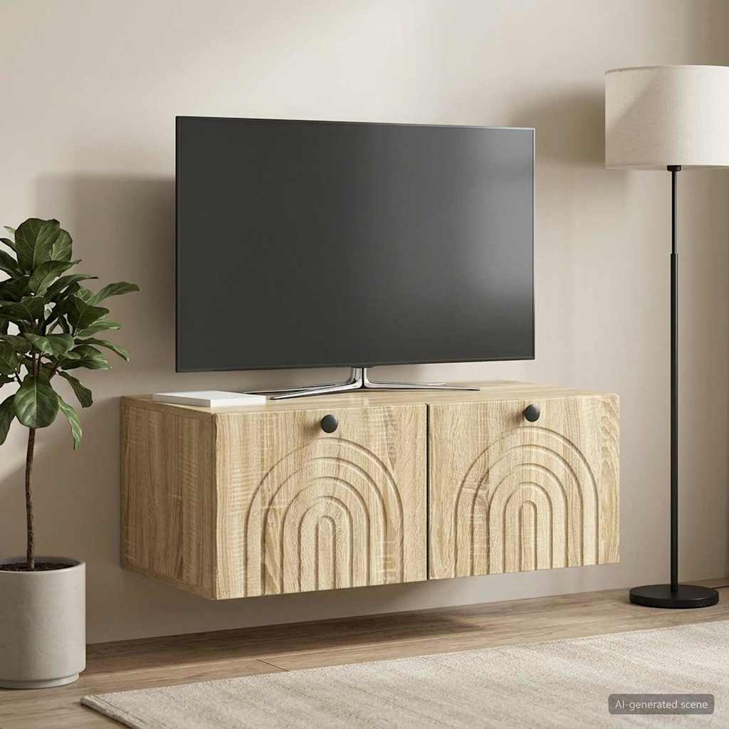 Væghængt TV-skab Sonoma-eg 78,5 x 41 x 30 cm Konstrueret træ