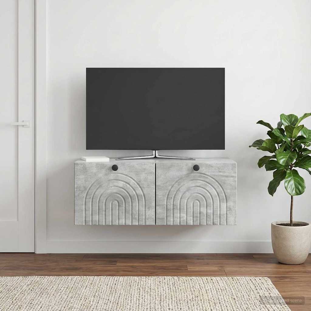 Væghængt TV-skab Betongrå 78,5 x 41 x 30 cm Konstrueret træ