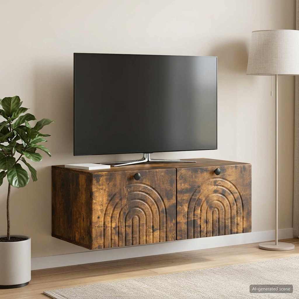 Væghængt TV-skab Røget eg 78,5 x 41 x 30 cm Konstrueret træ