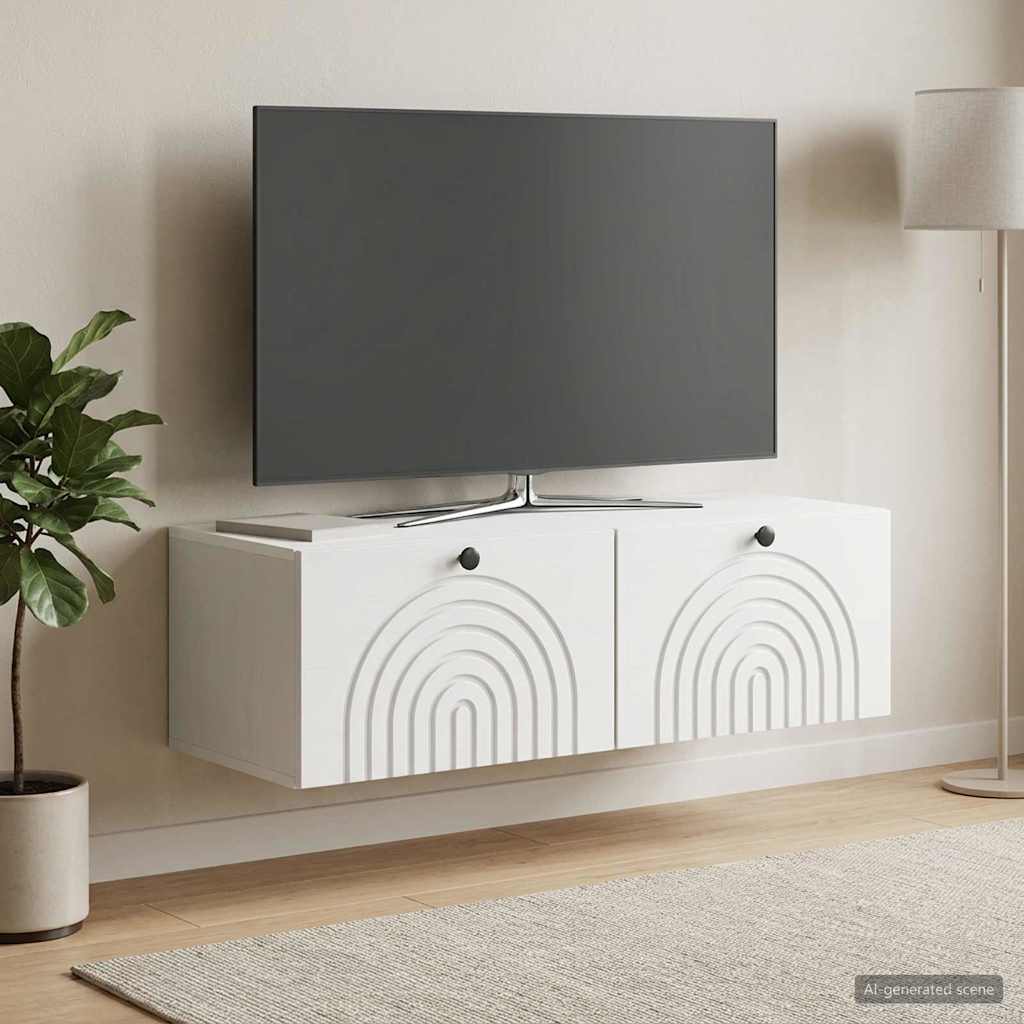 Væghængt TV-skab 99 x 41 x 30 cm Hvid Konstrueret træ