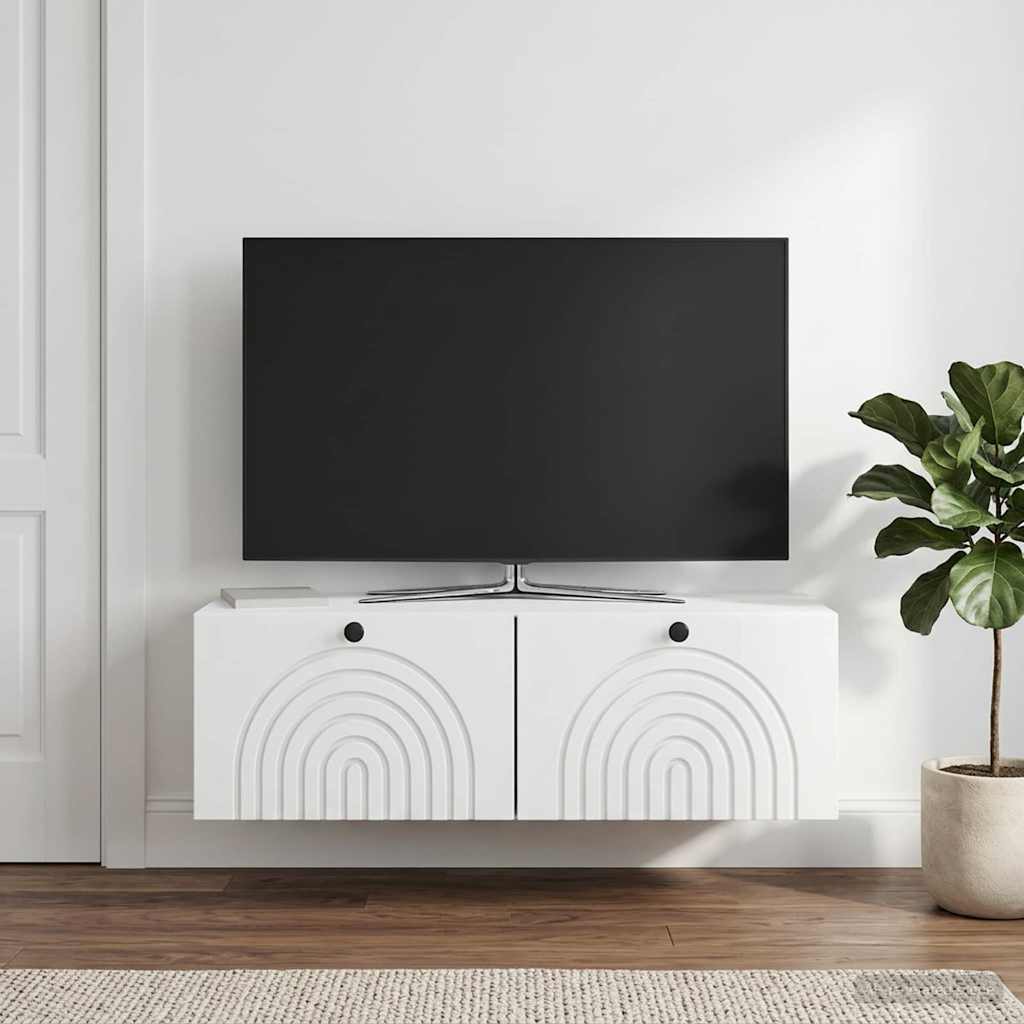 Væghængt TV-skab 99 x 41 x 30 cm Hvid Konstrueret træ