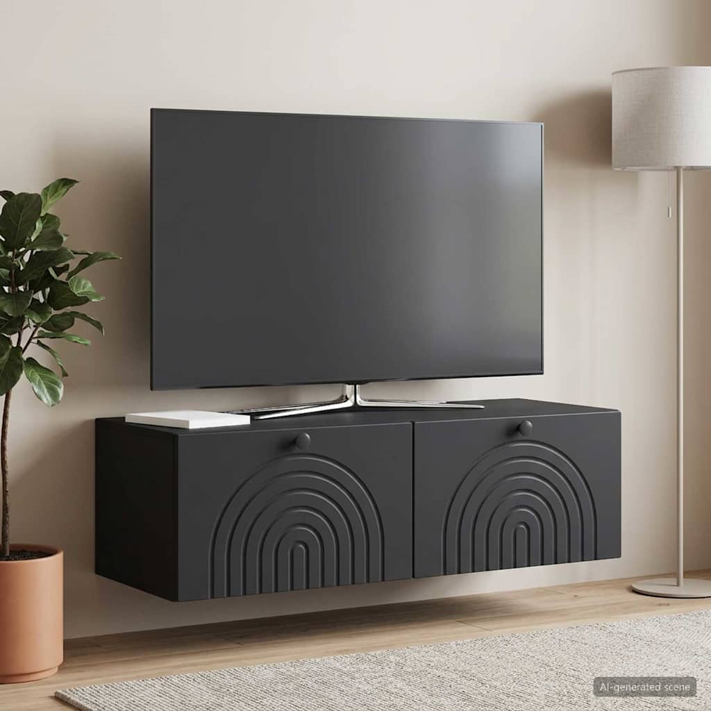Væghængt TV-skab Sort 99 x 41 x 30 cm Konstrueret træ