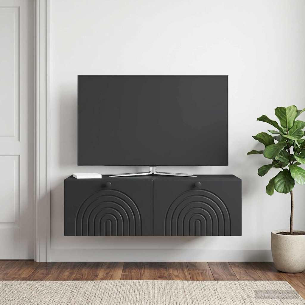 Væghængt TV-skab Sort 99 x 41 x 30 cm Konstrueret træ