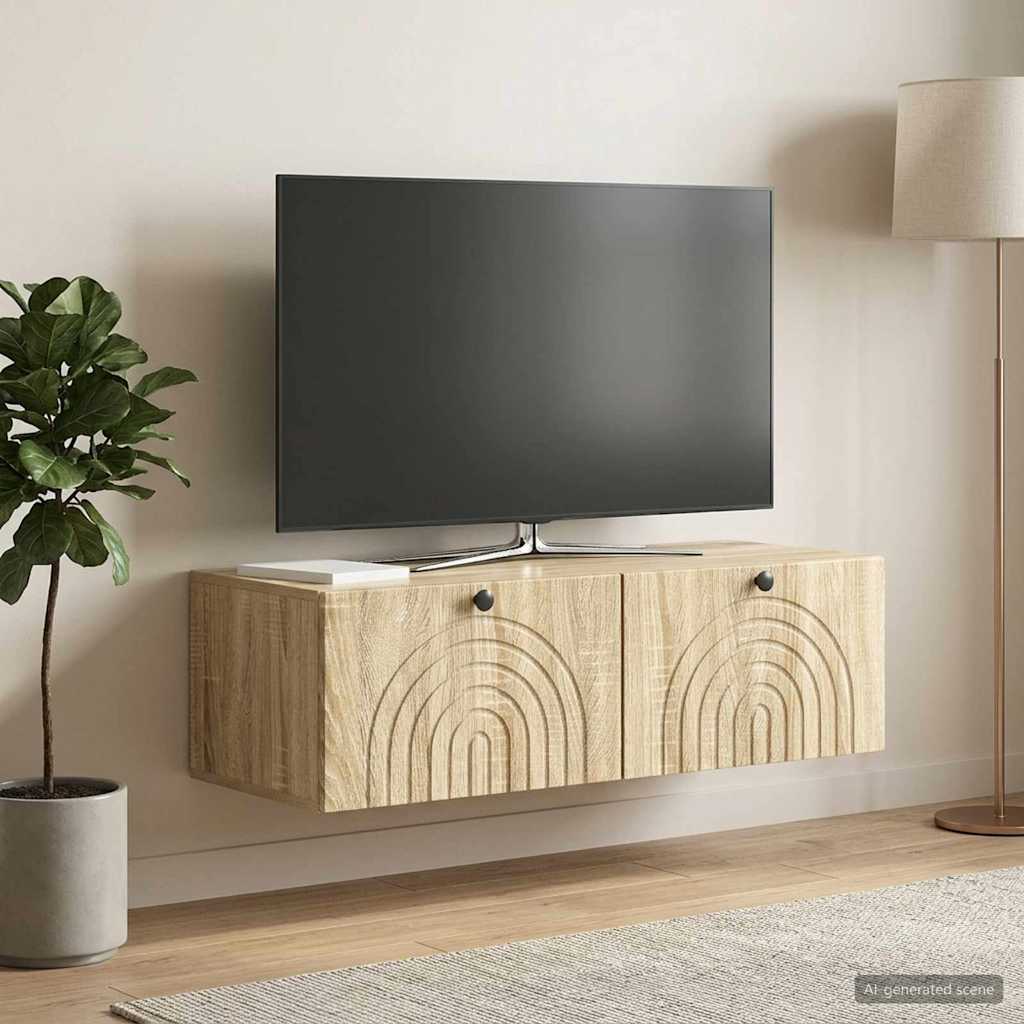 Væghængt TV-skab Sonoma-eg 98 x 41 x 30 cm Konstrueret træ