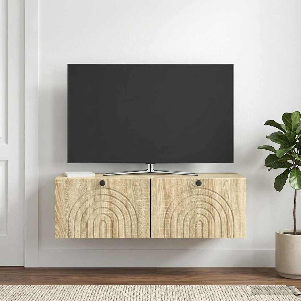 Væghængt TV-skab Sonoma-eg 98 x 41 x 30 cm Konstrueret træ