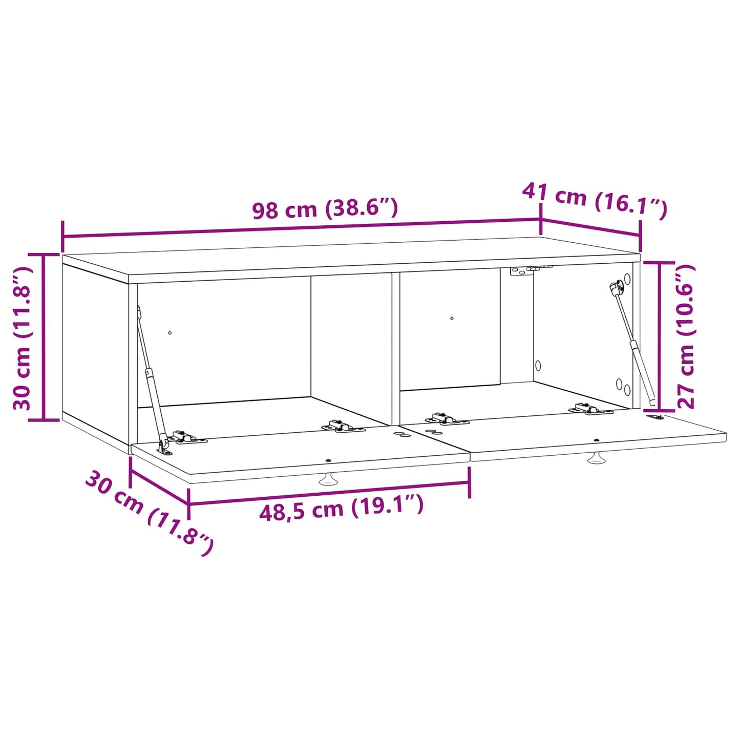 Væghængt TV-skab Sonoma-eg 98 x 41 x 30 cm Konstrueret træ