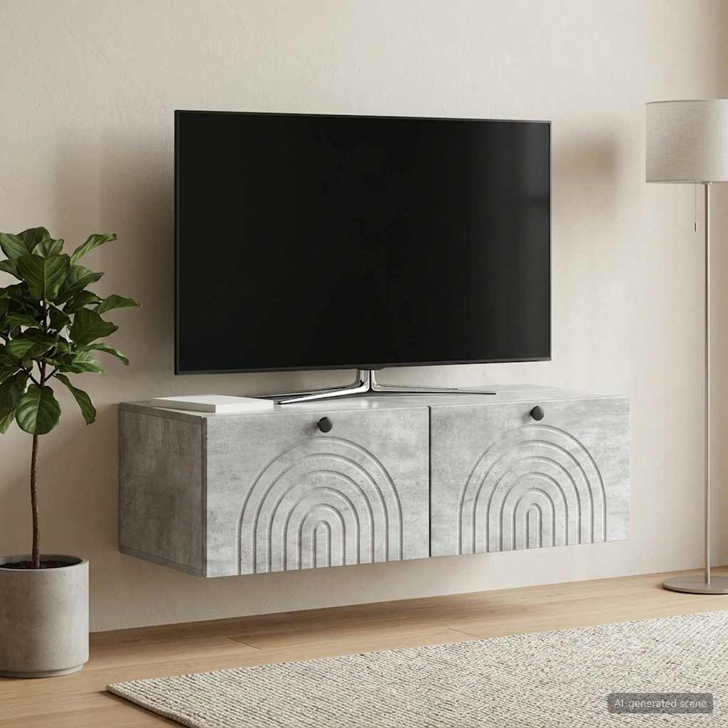 Væghængt TV-skab Betongrå 99 x 41 x 30 cm Konstrueret træ