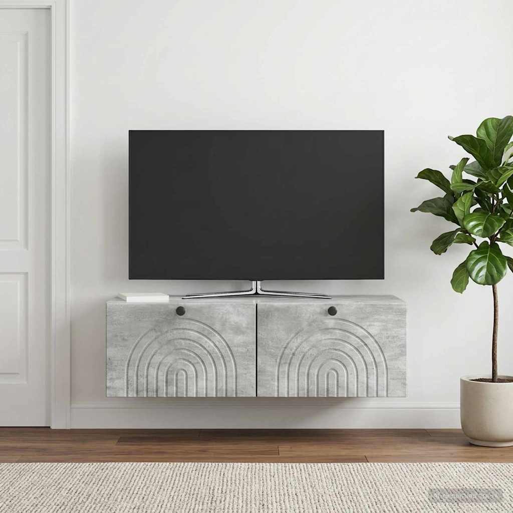 Væghængt TV-skab Betongrå 99 x 41 x 30 cm Konstrueret træ