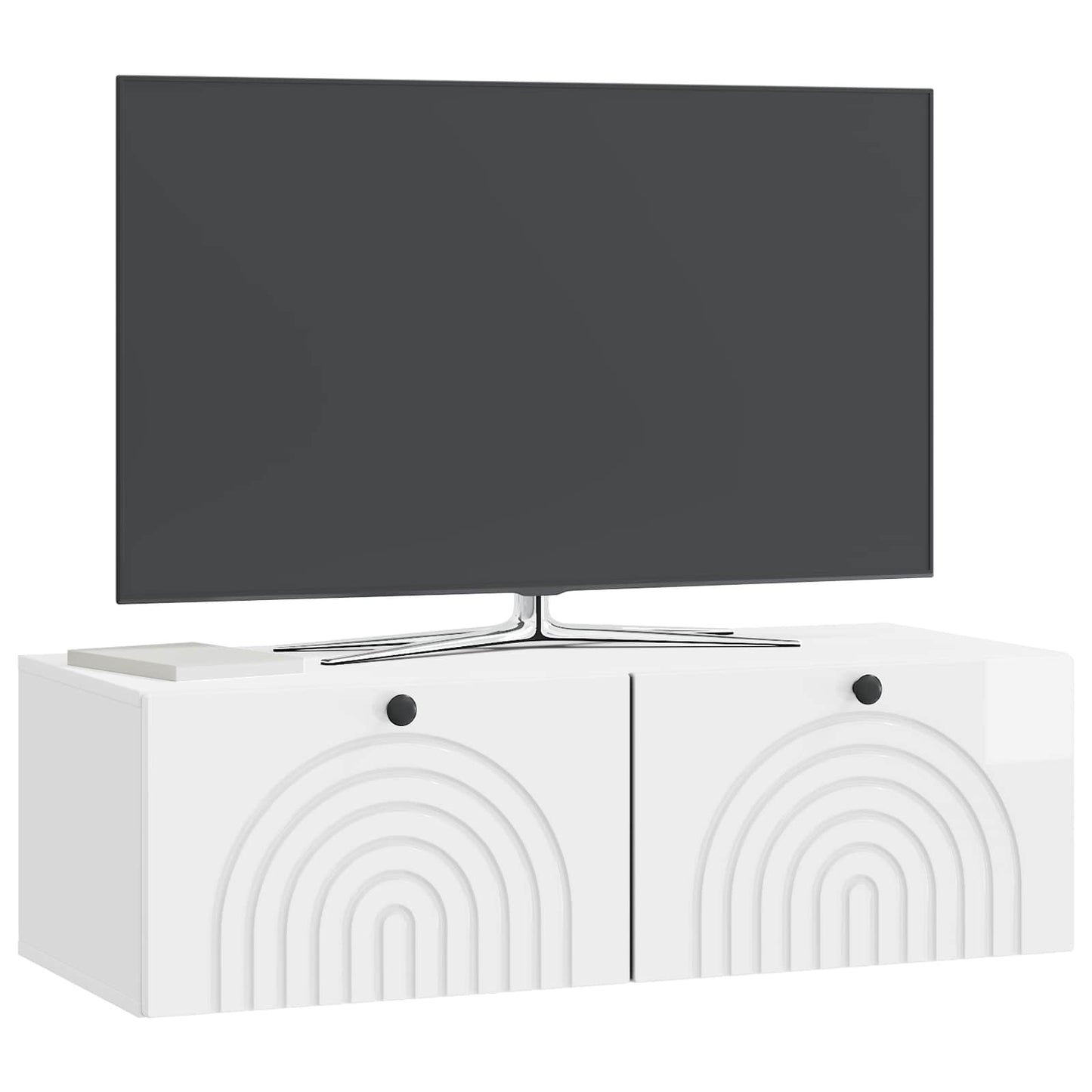 Væghængt TV-skab Hvid højglans 98 x 41 x 30 cm Konstrueret træ