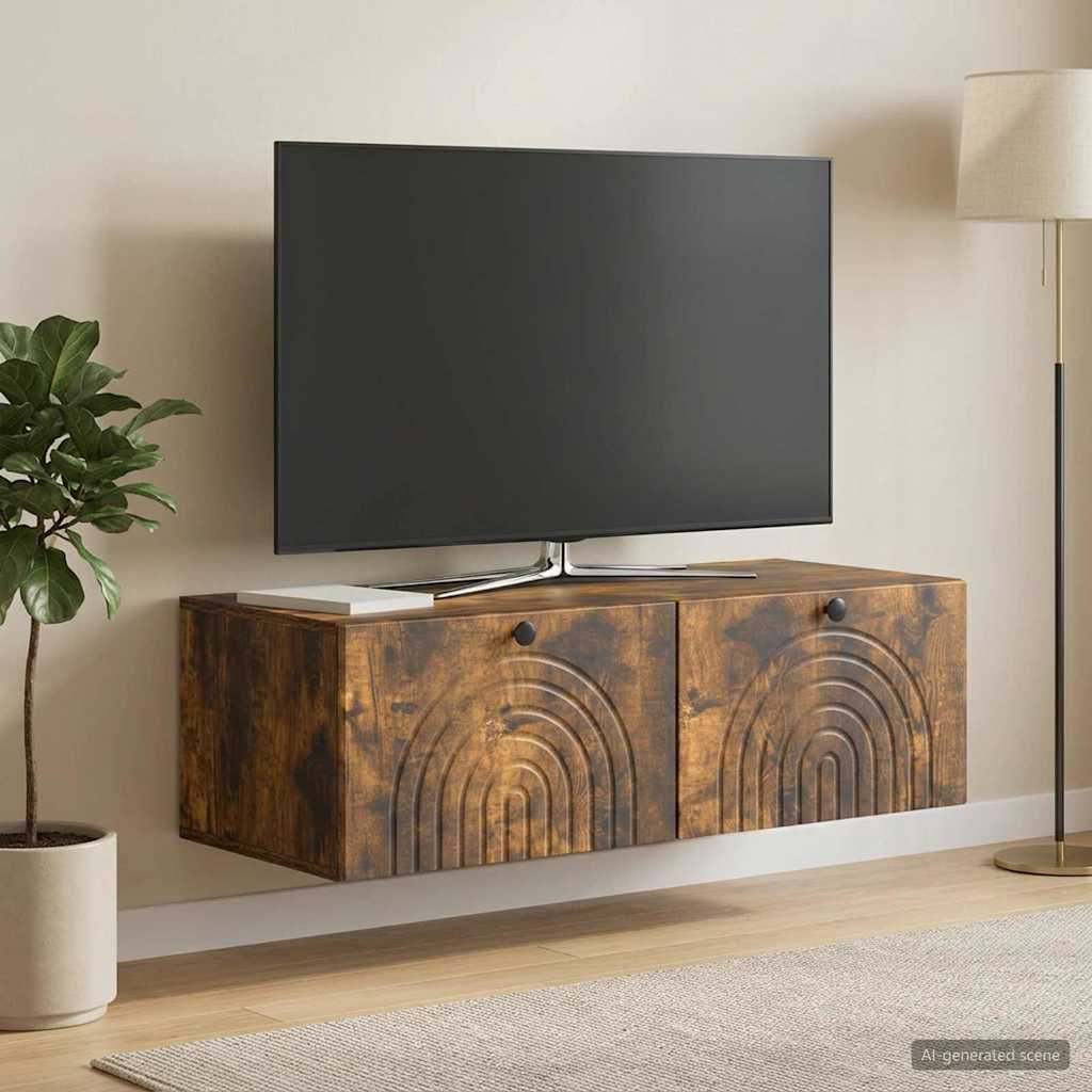 Væghængt TV-skab Røget eg 99 x 41 x 30 cm Konstrueret træ