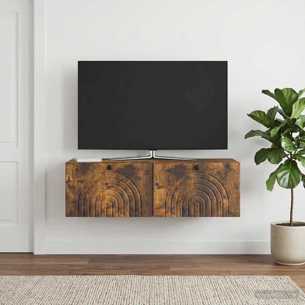 Væghængt TV-skab Røget eg 99 x 41 x 30 cm Konstrueret træ