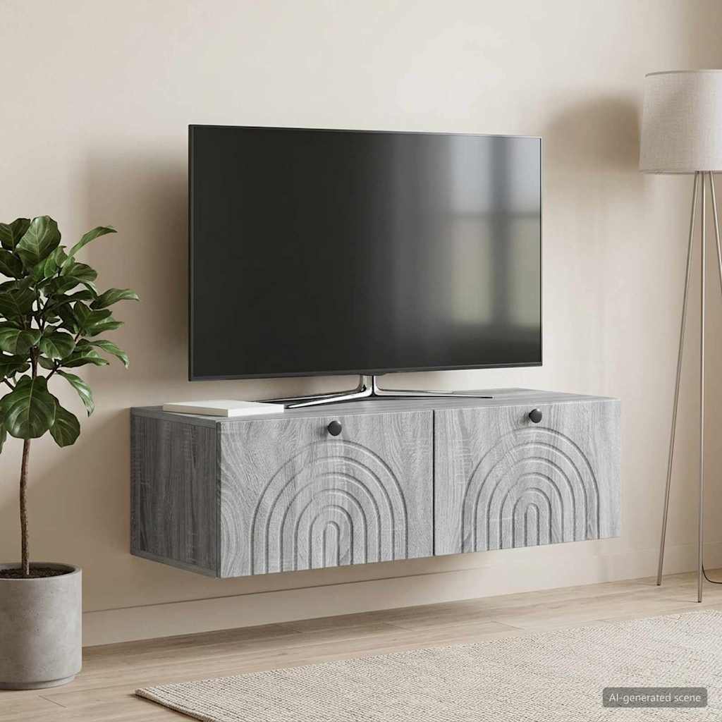 Væghængt TV-skab Grå sonoma-eg 99 x 41 x 30 cm Konstrueret træ