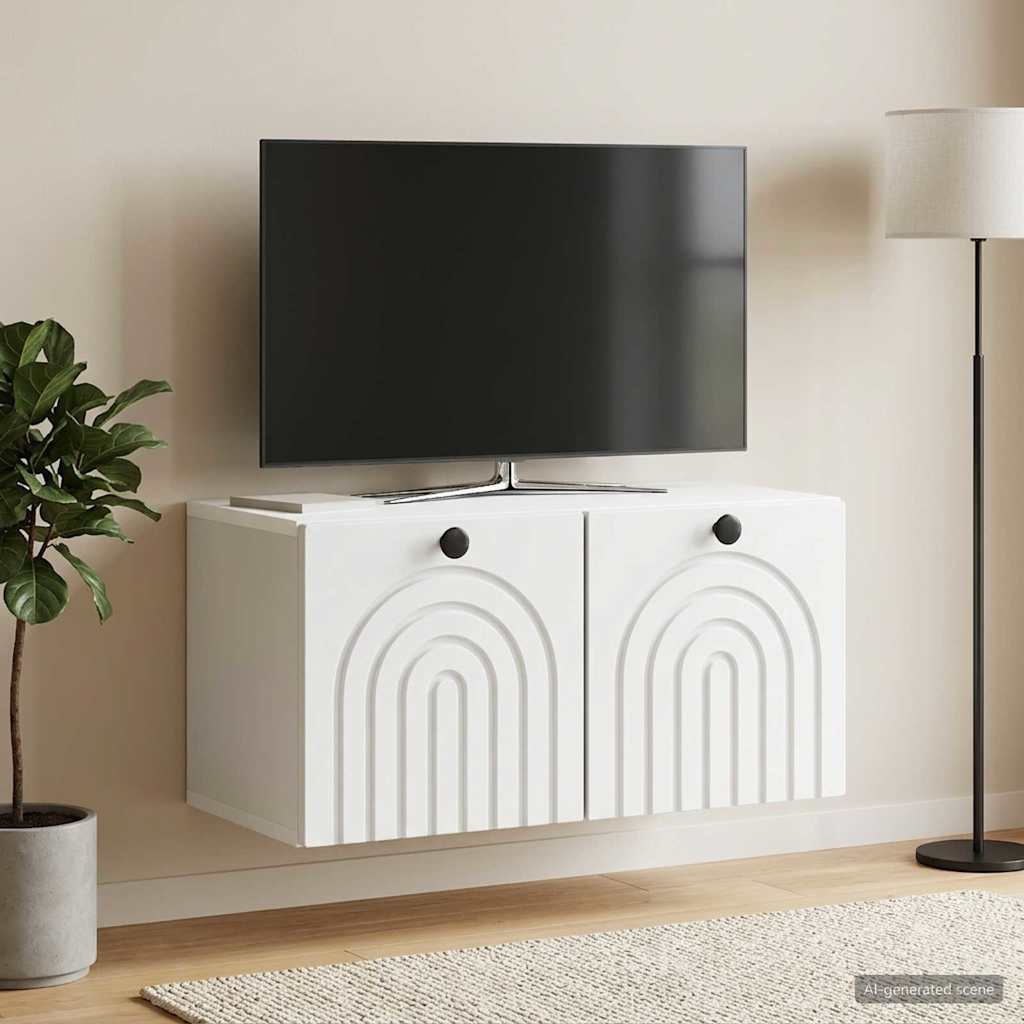 Væghængt TV-skab Hvid 59,5 x 31 x 30 cm Konstrueret træ