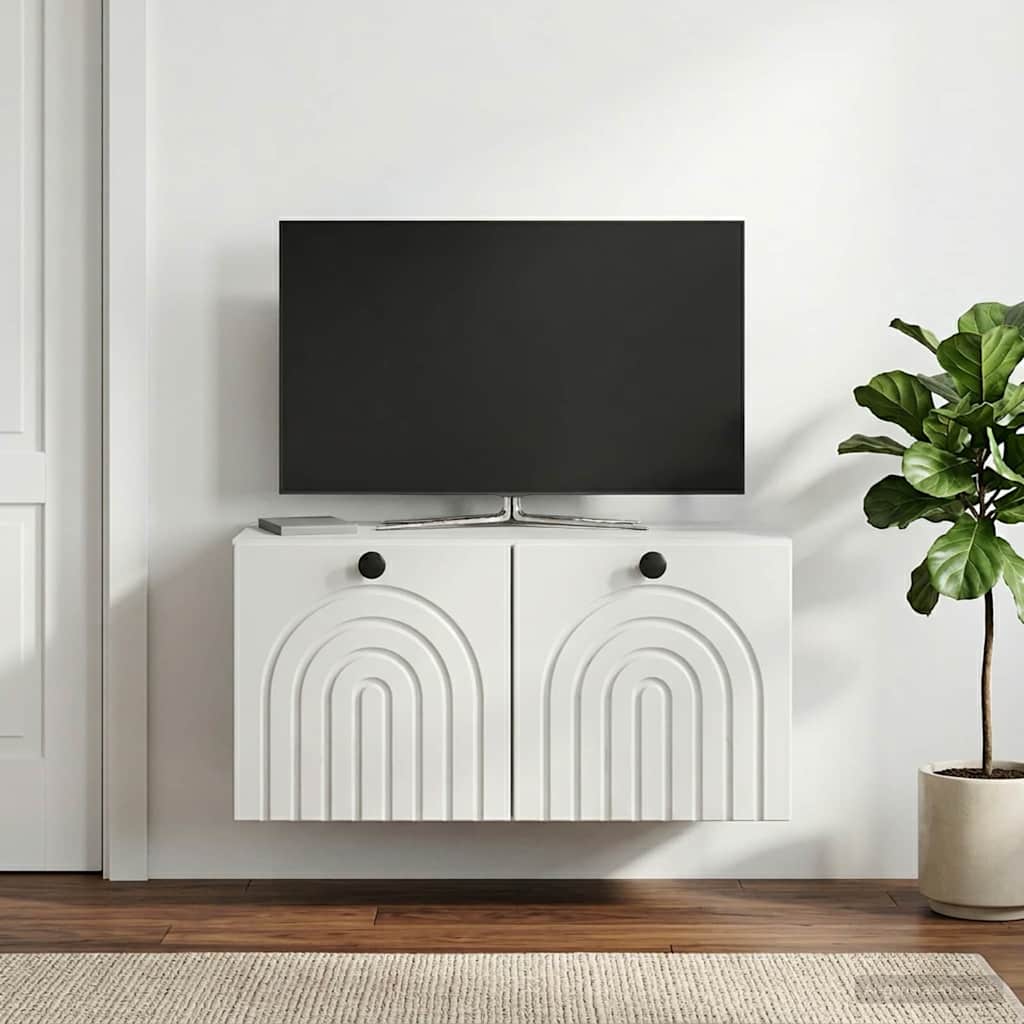 Væghængt TV-skab Hvid 59,5 x 31 x 30 cm Konstrueret træ
