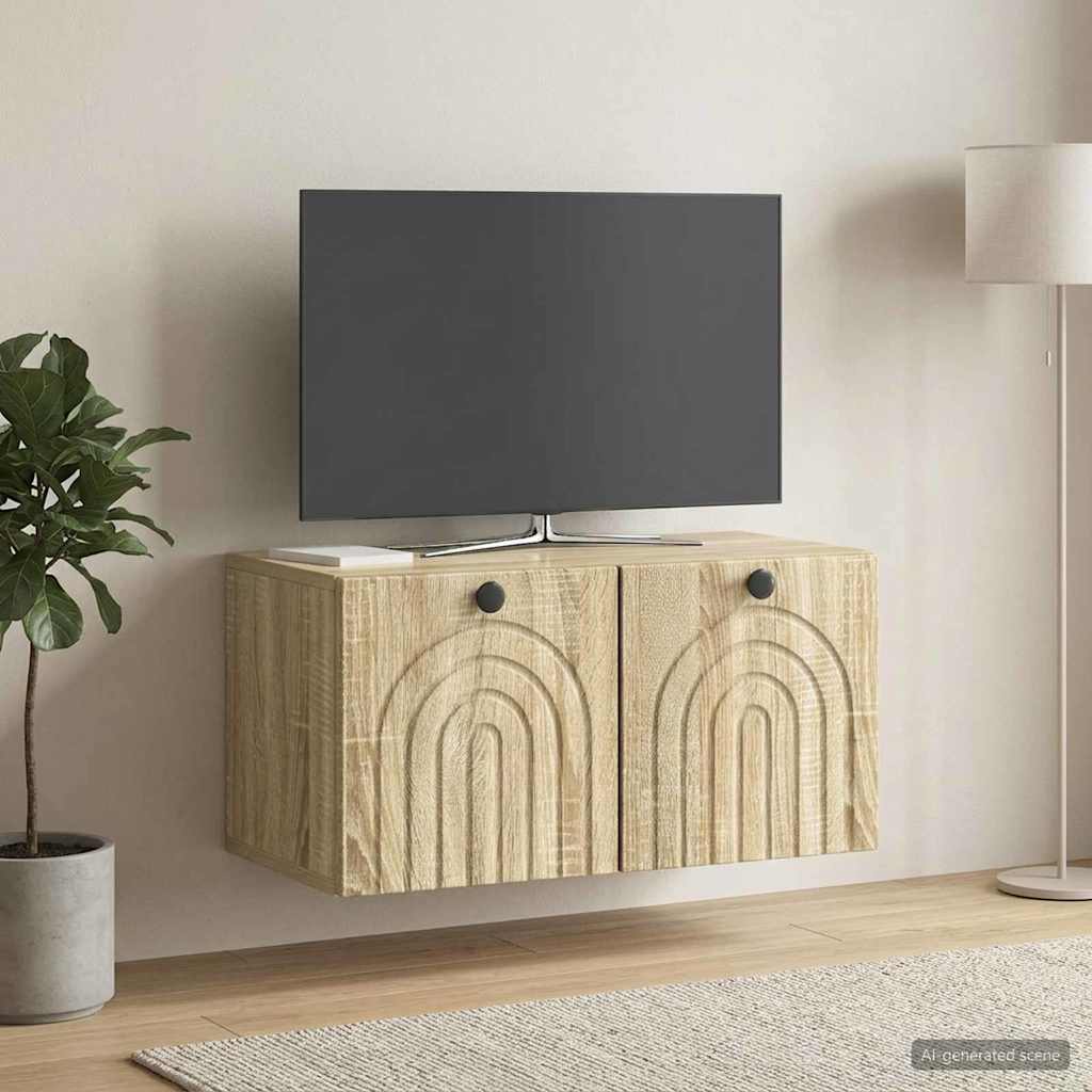 Væghængt TV-skab Sonoma-eg 59,5 x 31 x 30 cm Konstrueret træ