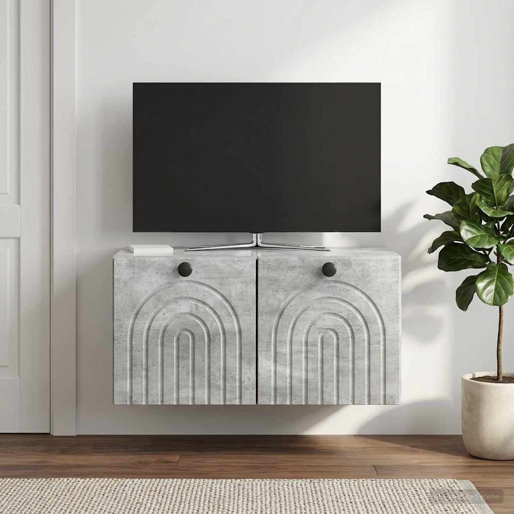 Væghængt TV-skab Betongrå 59,5 x 31 x 30 cm Konstrueret træ