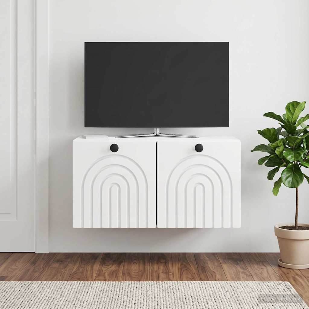 Væghængt TV-skab Vægmonteret Hvid højglans 59,5 x 31 x 30 cm